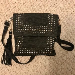 Studded BEBE purse with gold metallic details